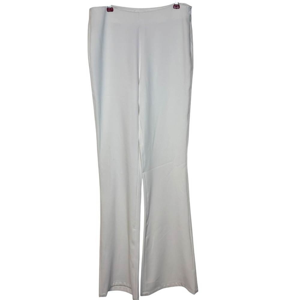 Julie Brown Women's Pants Side Zip Flare‎ Leg Minimalist Chic White Size 2 NWT